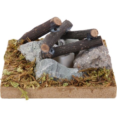 Miniaturgarten für Puppenhaus mit nachgebildeter hölzerner Lagerfeuer-Dekoration (1/5)