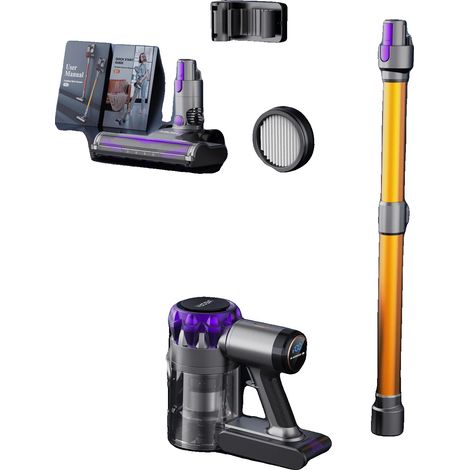 Aspiradora inalámbrica, potencia de succión de 40000 Pa, hasta 55 minutos de autonomía, color naranja, enchufe europeo tipo C de 220V-240V. (1/2)