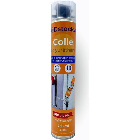 DSTOCK60- 1 colle de montage polyuréthane pistolable - Colle polyuréthane non expansive - Pour le collage et montage de matériaux isolants, panneaux XPS et EPS, rouleaux d'étanchéité toiture bitume…