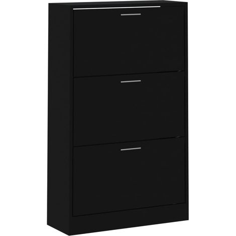 Zapatero mueble para entrada pasillo y salón 63 x 24 x 103 cm madera de ingeniería negra 020022007 (1/5)