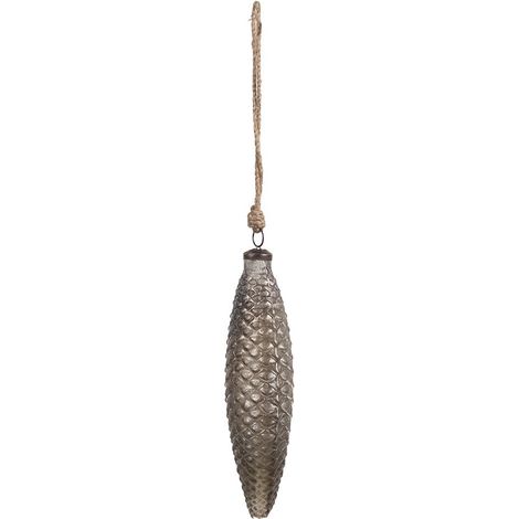 Boule de Noël en Verre pour Décoration de Sapin Coloris Marron Argenté 7x24 cm - PANGIVO