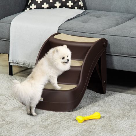 Escalera para Mascotas de 3 Peldaños Plegable Escalón para Perros Gatos para Cama Sofá 49x38x38 cm Marrón (1/5)