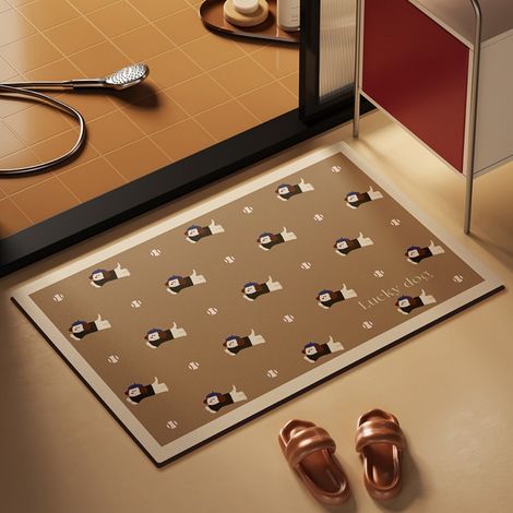 Ede Chien Gros et Amusant - 2 5080cm (Terre de Diatomées) Tapis de sol en terre de diatomées avec motif de chiot de dessin animé, très absorbant et antidérapant, pour l'entrée de la salle de bain. (1/4)