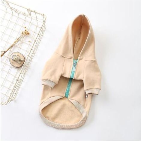 Zip-up hooded pet clothes for dogs and cats. Cute pet clothing. Warm hooded coat for French Bulldogs (M)-Muntra (1/5)