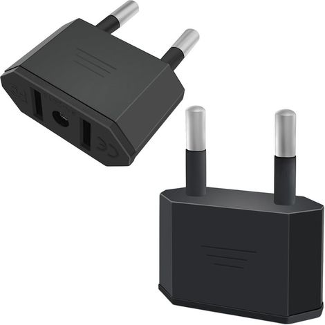 2pcs Adaptateur Prise USA Noir,US vers France Adapter,fiche d'adaptation USA Deutschland Stecker,fiche de Voyage US vers EU,Adaptateur US vers EU,Adaptateur USA Prise,Adaptateur EU Prise (1/5)