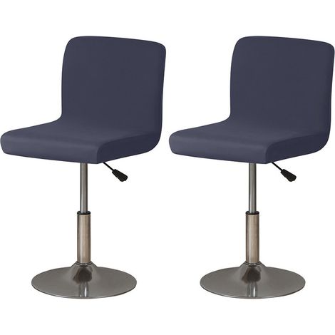 Lot de 2 housses de tabouret haut universelles bleu marine en polyester antidérapantes amovibles et lavables pour tabourets de bar (1/5)