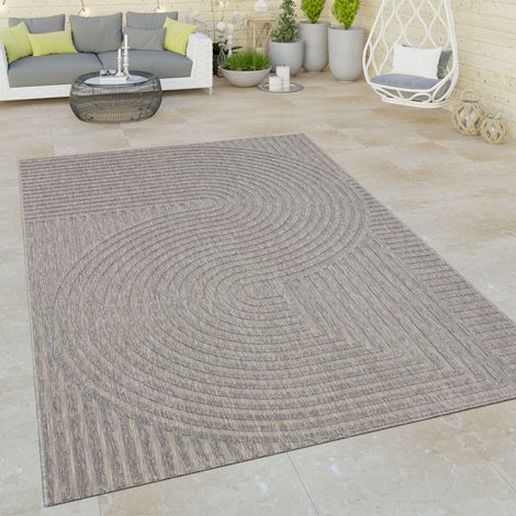 Paco Home Tappeto Cucina Da Esterno Salotto Moderno Balcone Astratto A Righe 3D Grigio 120x170 cm