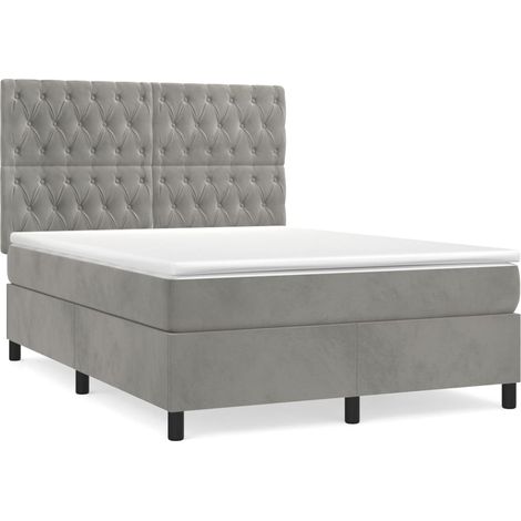 Maison Exclusive - Cama box spring con colchón terciopelo gris cl (1/5)