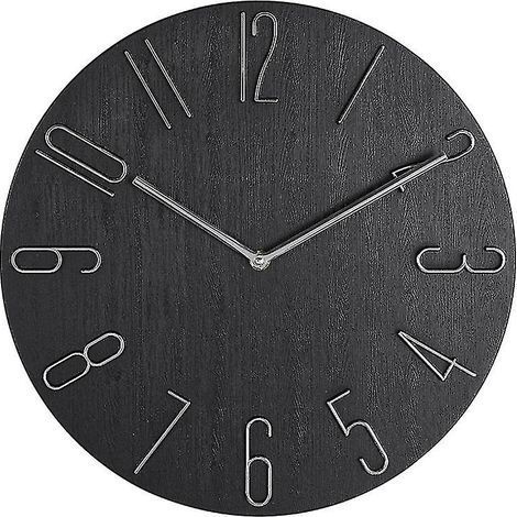 Horloge murale simple de 30 cm (12 pouces) pour salon, chambre ou salon - Noire (1/5)