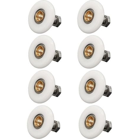 Ulisem – Lot de 8 roulettes pour porte de douche 19mm – Nylon haute qualité et acier inoxydable – Avec vis – Compatible cabines de douche (1/5)