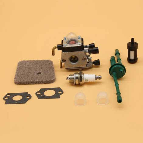 Filtre à air, bougie d'allumage et carburateur compatibles avec les modèles Stihl FS45, FS46, FS55, FS38, FS55RC, KM55, HL45, KM55R et SP85 (Zama). Pièces détachées pour carburateur.-AquaForge