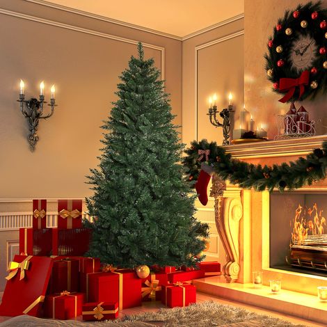 Albero di Natale 180cm Artificiale Pieghevole con Base Rimovibile, 724 Rami, in PVC e Acciaio, Verde (1/5)
