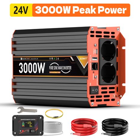 Spannungswandler 24V auf 230V – Reiner Sinus 1500W Dauerleistung 3000W Spitzenleistung – Überhitzungs- und Kurzschlussschutz (1/5)