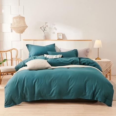 Housse de Couette 220x240 Taies d'oreiller 65x65 cm Bleu Lac (1/5)