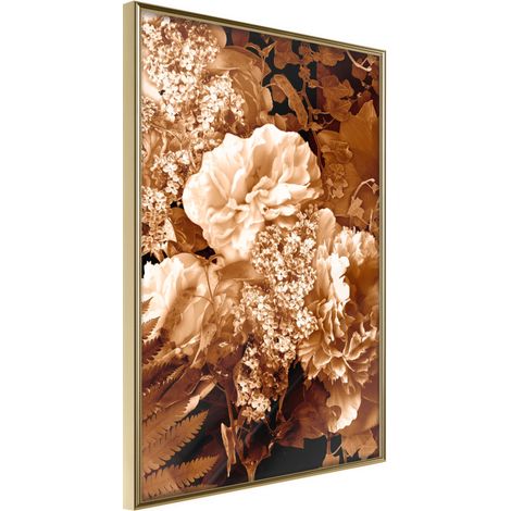 Affiche Murale Encadrée "Bouquet in Sepia" 21 x 30 cm Or