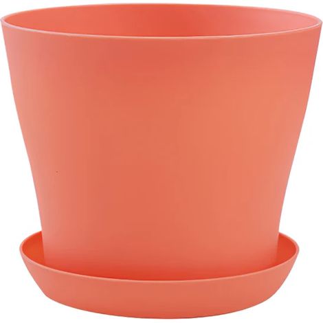 Pots de fleurs en plastique (rouge, 20 cm) pour balcon, plantes grasses et bonsaï d'intérieur, multicolores, avec soucoupe. (1/4)