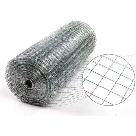 61CM X 15M Galvanised Square Mesh Weld Mesh Roll 0.9mm Wire Fence for Chicken Coop Rabbit Henhouses Garden Vegetables Fruit Cage Animal Enclosure