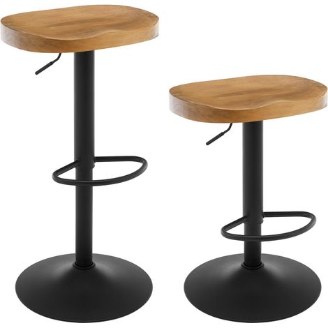 WOLTU Breakfast Bar Stools Set of 2 Bar Chairs for Kitchen Counter Height Adjustable, Solid Wood, Dark Wood Colour
