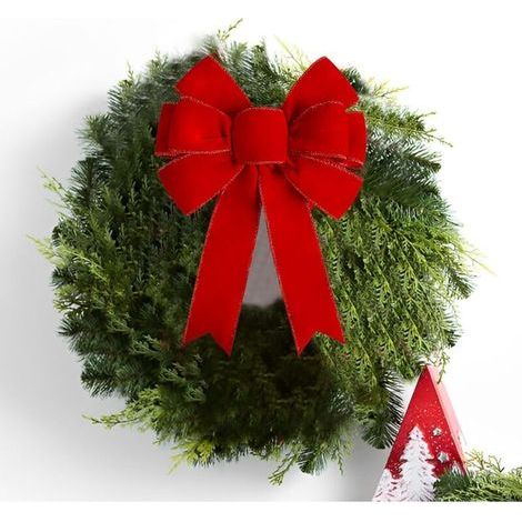 Große rote Weihnachtsschleife für Kränze, Bäume, Außendekoration, Outdoor (12-14 Zoll)