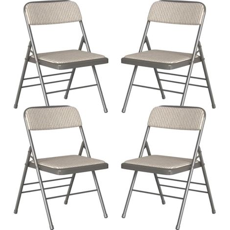 Lot de 4 Chaises Pliantes Velours avec Dossier Ergonomique - Pieds Chromé Argenté pour Réunions/Mariage Design Élégant et Gain de Place, Stockage Facile (1/5)