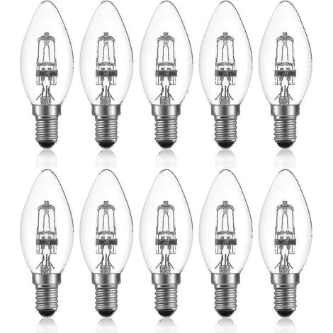 Bombilla halógena regulable E14 de 42 W, C35, luz blanca cálida 2700 K, 220-240 V (10 unidades) (1/5)