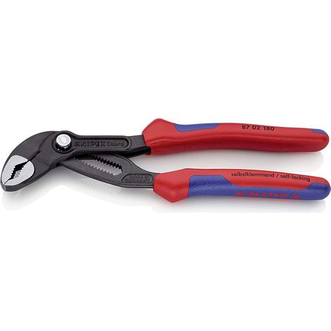 KNIPEX 87 02 180 Cobra® Pinza regolabile di nuova generazione per tubi e dadi con manici multicomponente bonderizzata grigia 180 mm