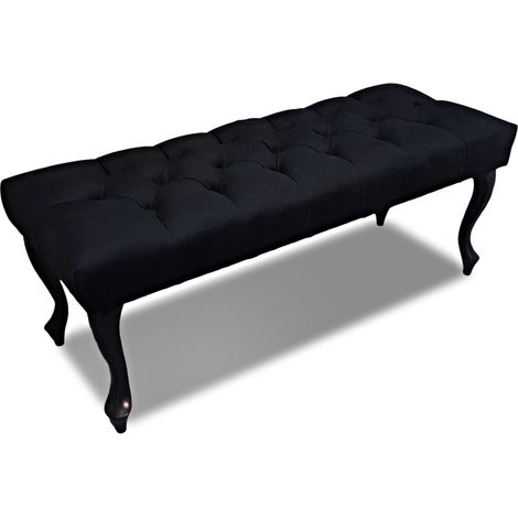 Banc, bout de lit capitonné noir 80x40x40 cm (1/2)
