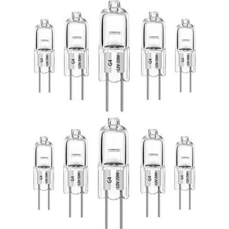 Lot de 10 Ampoules Halogènes G4 20W 12V, Lumière Chaude 2700K Capsule Transparente pour Éclairage Intérieur (1/5)