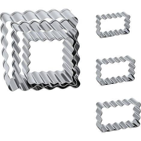 6 Emporte-pièces Biscuits Inox, Rectangles et Carrés pour Pâtisserie 3 emporte-pièces rectangulaires et 3 carrés pour biscuits, fondant, pâtisseries et moments créatifs en famille (1/5)