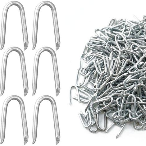 Clou en U pour Grillage 500g(Environ 350 pièces), 25mm Crampillon Cloture Galvanisés, Agrafe Grillage pour Grillage Cloture, Grillage a Mouton, Piquet Cloture Grillage (1/5)