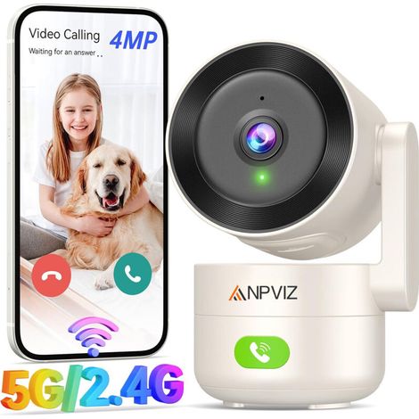 2K 4MP Caméra de Surveillance Intérieure WiFi 5GHz/2,4GHz, Caméra de Sécurité 360° avec Détection , Vision Nocturne Caméra Surveillance Caméra IP WiFi