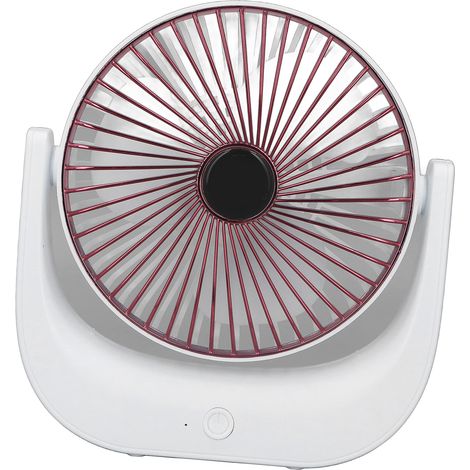 Wiederaufladbarer Tischventilator, klein, leise und tragbar, USB-Akkubetrieb, 3 Geschwindigkeitsstufen, leistungsstarke Belüftung, ideal für Studenten und Studentenwohnheime (rot). (1/4)