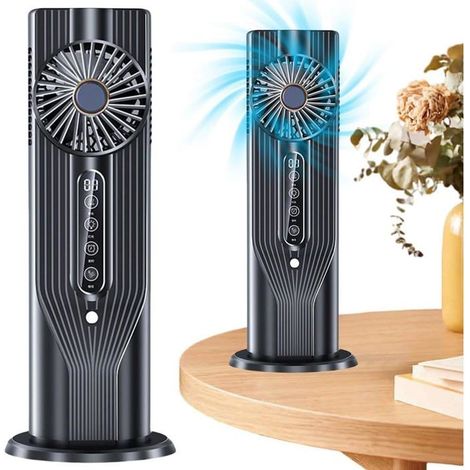Ventilateur de cou portable avec 4 modes turbo, ventilateur personnel rechargeable (4000 mAh), affichage LED, 3 vitesses réglables, noir (1/5)