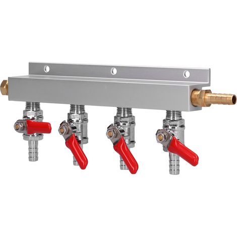 Collecteur de distribution de CO2 à 4 voies avec clapets anti-retour intégrés de 5/16 po pour bière - Matériel de brassage amateur (1/5)