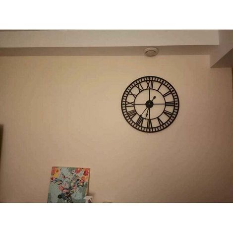 Horloge de jardin résistante aux intempéries, chiffres romains vintage, style classique et simple, en fer forgé, fonctionne à piles et silencieuse, 40 cm. (1/3)