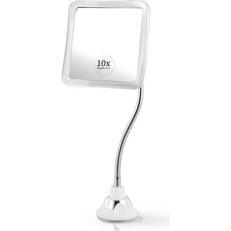 Miroir de Maquillage grossissant 10x avec col de Cygne Flexible, Miroir carré de Table et Mural 2 en 1 pour Coiffeuse et Salle de Bain, 16 cm x 16 cm