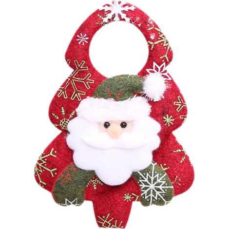Guirlande De Décoration De Noël - Pendentif En Tissu Santa Bonhomme De Neige Renne - Intérieur Extérieur Porte Arbre Mur - Lot De 3 (1/5)