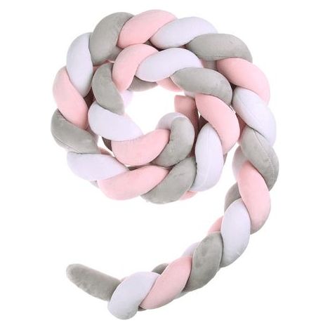 3Brins Tour de Lit Tresse, Coussin Tressé, Serpent Tressé De Lit, Oreiller À Nœud Doux Noué, pour Canapés Et Lits,1.5M--poudre de frêne blanc (1/5)