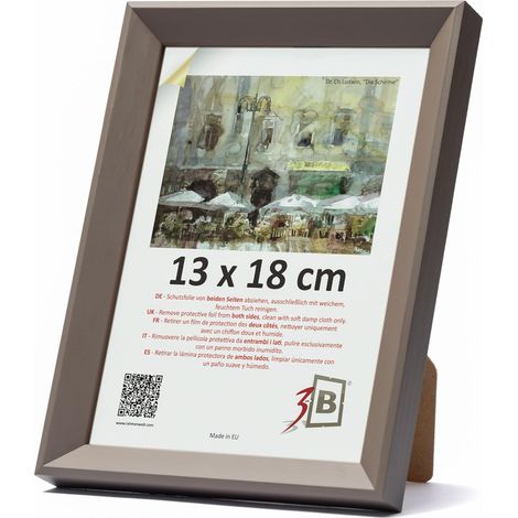 Cornice legno foto elegante solida abete 13x18 cm marrone (1/5)