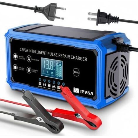 12V 6A BleuChargeur de batterie de voiture 12,6 V 14,6 V, chargeur de batterie lithium ternaire 12 V, chargeur de batterie au plomb-acide compatible avec les batteries lithium au plomb-acide. (1/4)