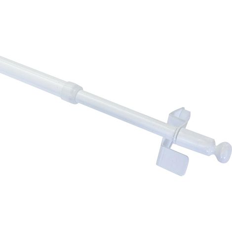 Tringle de vitrage, Fixation par Pression, Barre Extensible, Pose sans vis et sans perçage, Press&Go Filigrano, Boule, Diamètre: 8/10 mm, Longueur: 50-80 cm, Métal, Blanc (1/5)