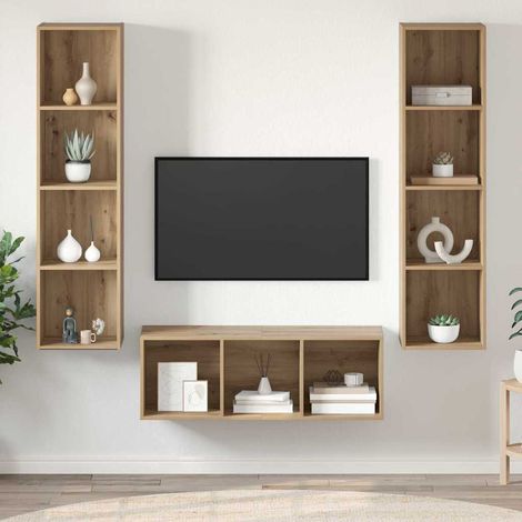 TV-Schrankset Wandmontiert 3 pcs Artisan-Eiche Holzwerkstoff