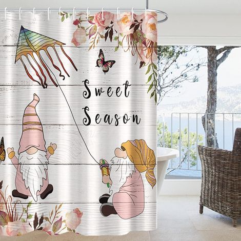 183x213cm Rose GNOME Rideau De Douche Cerf-Volant Papillon Rose Rideau De Salle De Bain Sweet Season Printemps ImperméAble Rideaux De Salle De Bain Rideau De Baignoire (1/5)