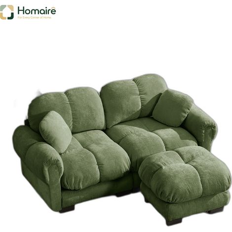 Canapé modulable en chenille vert avec accoudoirs 190 x 149 x 90 cm HOMAIRE (1/5)