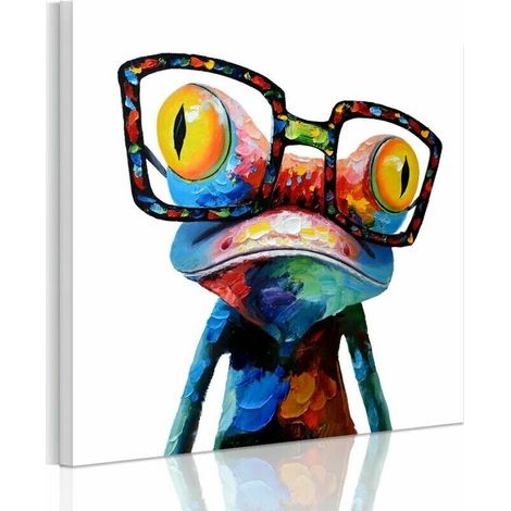 50 x 50cm Multicolor Animal Grand Format Impression sur Toile Bois (50X50cm Grenouille) (1/4)