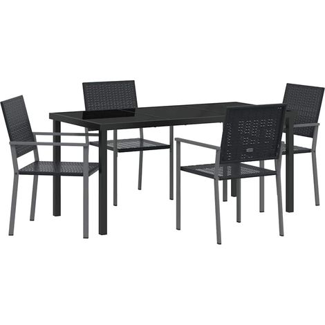 Maison Exclusive - Garten Essgruppe 5 pcs Schwarz PE-Rattan