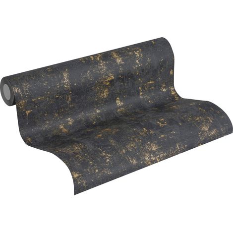 A.S. Création Carta da parati in tessuto non tessuto - vintage in nero e oro - per diverse stanze - in 10,05 m x 0,53 m (1/5)