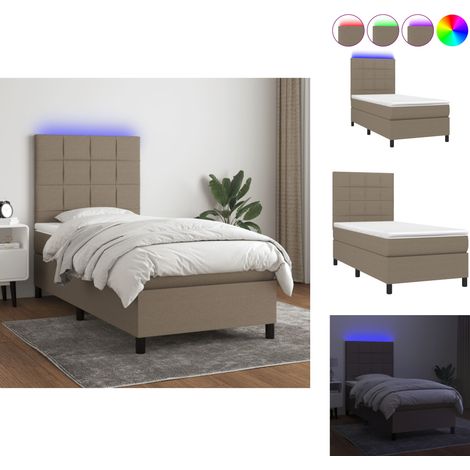 Betten & Bettgestelle - Living Boxspringbett mit Matratze & LED Taupe 80x200 cm Stoff (1/5)