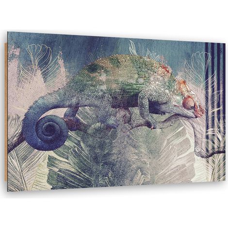 Quadro deco panel, Camaleonte su un ramo - 90x60 (1/5)