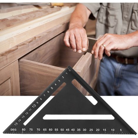 Règle triangulaire pour le travail du bois, outil de rapporteur industriel en alliage d'aluminium, angle de 0 à 90°, plage de mesure de 1 à 150 mm (1/5)